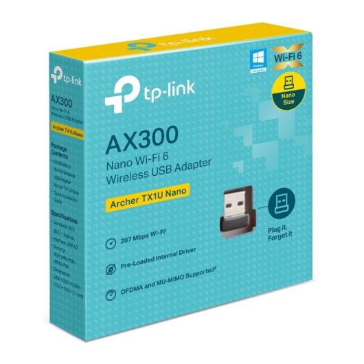 Netzwerkkarte TP-Link Archer TX1U Nano USB 2.0 287 Mbps Wi-Fi 6 Schwarz