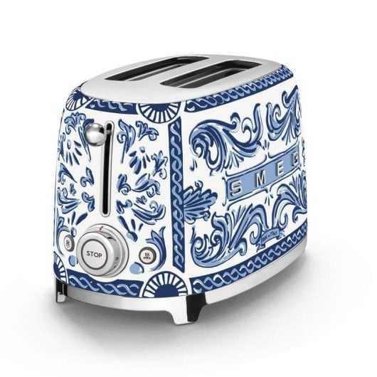 Tostadora Smeg TSF01DGBEU 2 Ranures 950 W Bleu Blanc Acier Inoxydable
