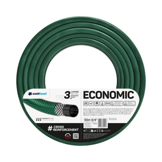 Manguera de jardín CELLFAST ECONOMIC 50 m verde 3 capas resistente UV