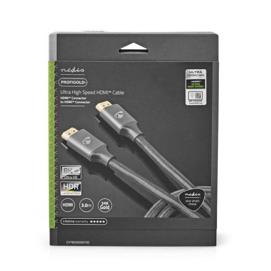 Cavo HDMI Nedis CVTB35000GY30 3 m 8K 48 Gbps Grigio