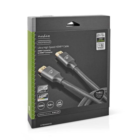 Cavo HDMI Nedis CVTB35000GY30 3 m 8K 48 Gbps Grigio