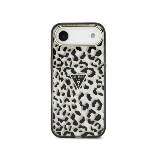Guess Funda Para Iphone Air – Carcasa Pc+tpu Con Magsafe Leopardo Negra Con Brillos, Diseño Elegante Y Ajuste Preciso