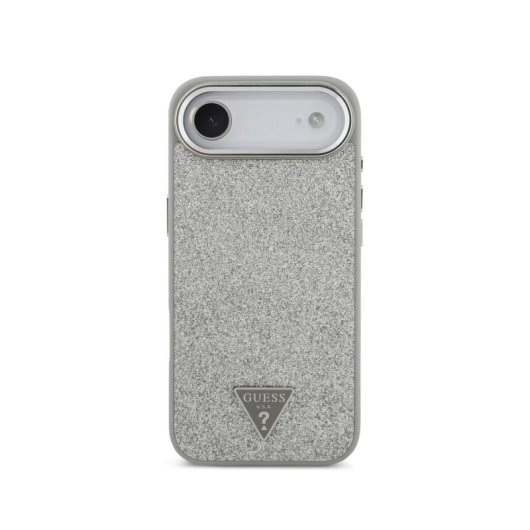 Guess Funda Para Iphone Air – Carcasa De Polipiel Plata Con Purpurina Y Magsafe, Diseño Elegante Y Ajuste Preciso