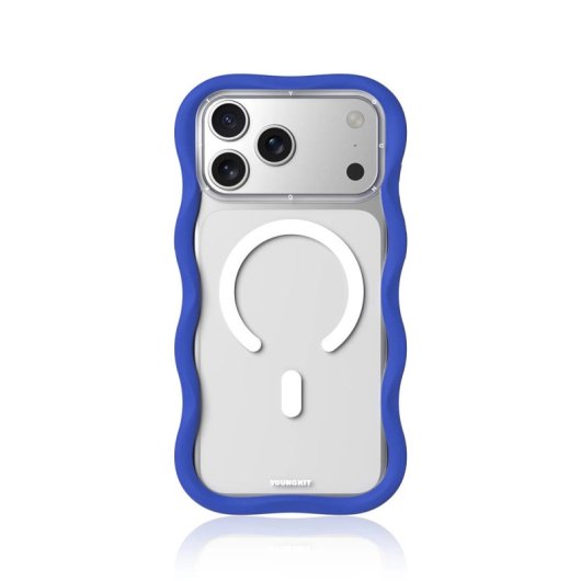 Youngkit Funda Para Iphone 17 Pro – Carcasa Magnética Dynamic Ii Transparente Azul Glacier Wavy Silicone, Diseño Moderno Y Ajuste Preciso
