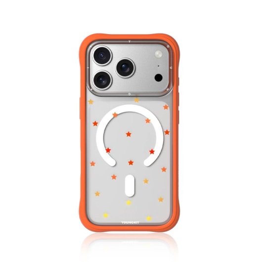 Youngkit Funda Para Iphone 17 Pro Max – Carcasa Transparente Magnética Ch Star Dot Naranja Orange Star, Diseño Estrella Y Ajuste Preciso