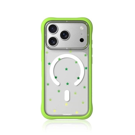 Youngkit Funda Para Iphone 17 Pro – Carcasa Transparente Magnética Ch Star Dot Verde Green Star, Diseño Estrella Y Ajuste Preciso