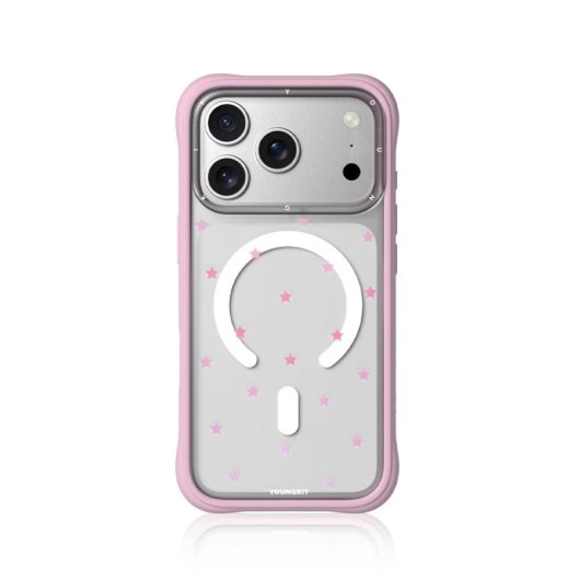 Youngkit Funda Para Iphone 17 Pro – Carcasa Transparente Magnética Ch Star Dot Rosa Pink Star, Diseño Estrella Y Ajuste Preciso