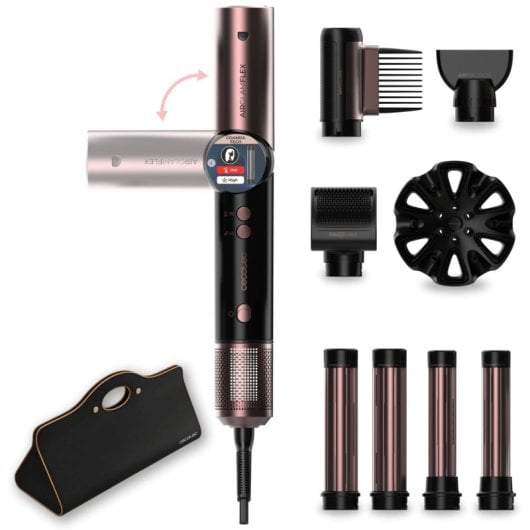 Moldeador Multifunción Cecotec AirGlisse 8in1 Flex 1400W Cerámica Iónica Coanda 8 Accesorios Pantalla Digital Negro