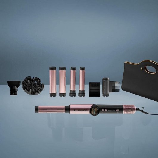 Moldeador Multifunción Cecotec AirGlisse 8in1 Flex 1400W Cerámica Iónica Coanda 8 Accesorios Pantalla Digital Negro
