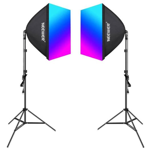 Kit Iluminación Neewer NK800 Softboxes RGB 24W 2700-6500K + Tripodes