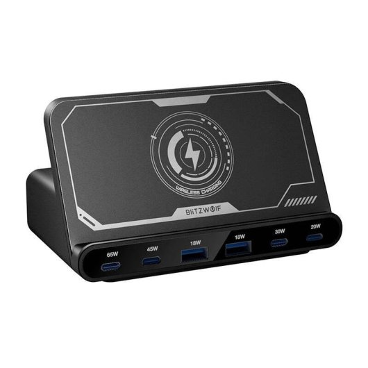 Cargador BlitzWolf BW-S27 160W 6 puertos USB-C y USB-A inalámbrico negro