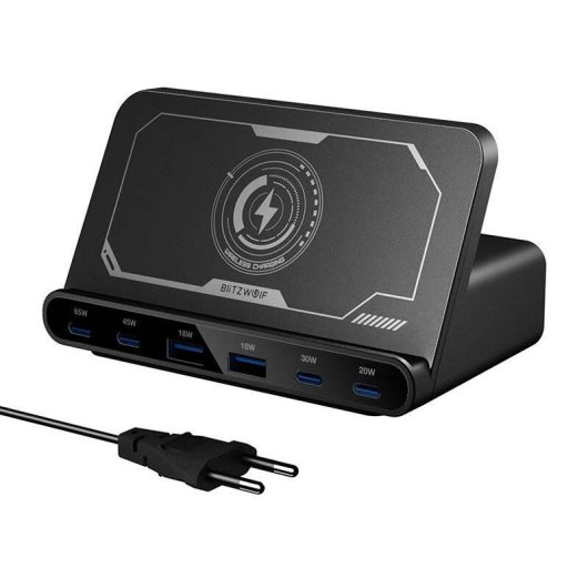 Cargador BlitzWolf BW-S27 160W 6 puertos USB-C y USB-A inalámbrico negro
