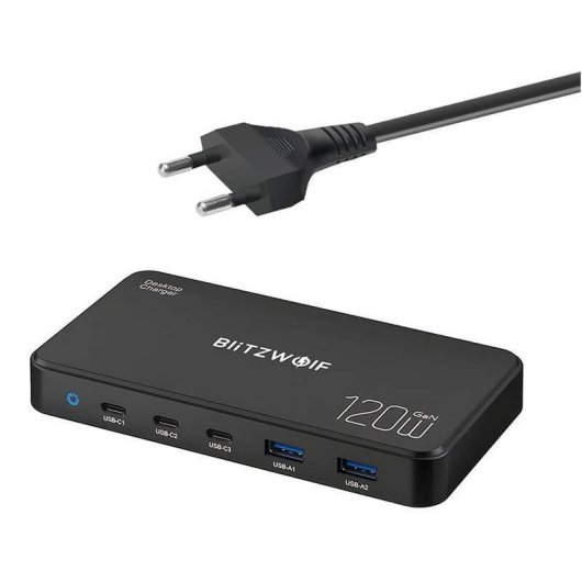 Estação de carga Blitzwolf BW-i100 5 em 1 120W USB-C e USB-A