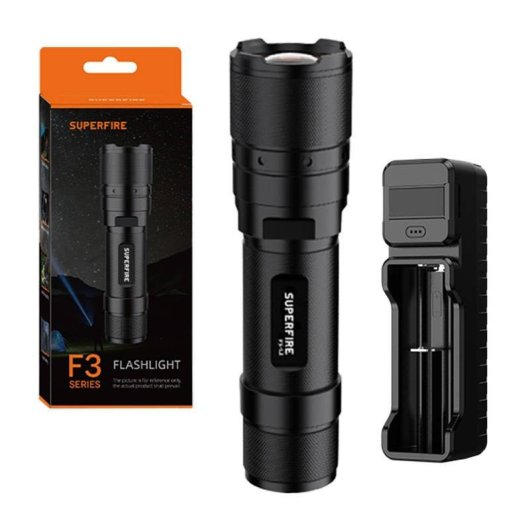 Linterna Superfire F3-L2 570 lúmenes 260 metros 5 modos zoom