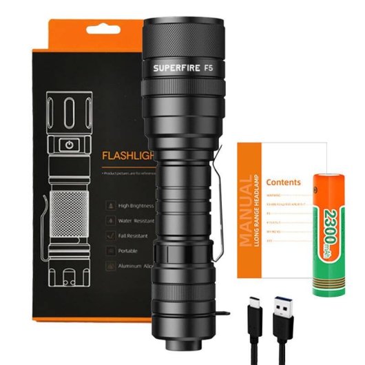 Linterna Superfire F5 1100 lúmenes USB