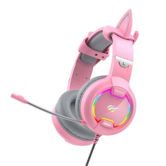 Auriculares Havit H2233D con cable USB/Jack 3,5mm RGB Gaming Rosa con micrófono
