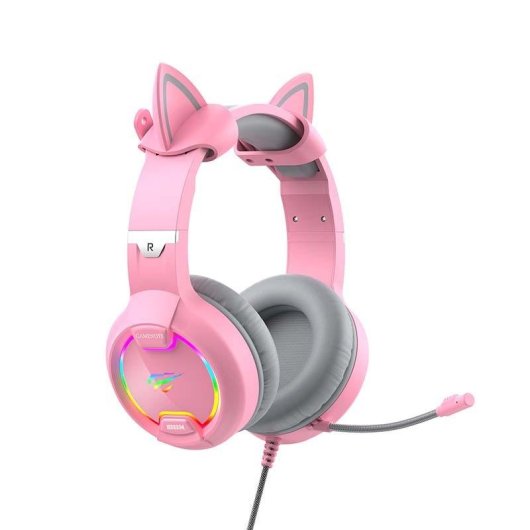 Auriculares Havit H2233D con cable USB/Jack 3,5mm RGB Gaming Rosa con micrófono