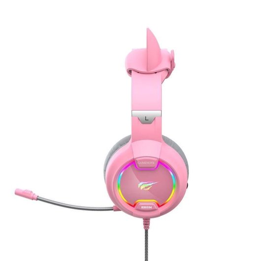 Auriculares Havit H2233D con cable USB/Jack 3,5mm RGB Gaming Rosa con micrófono