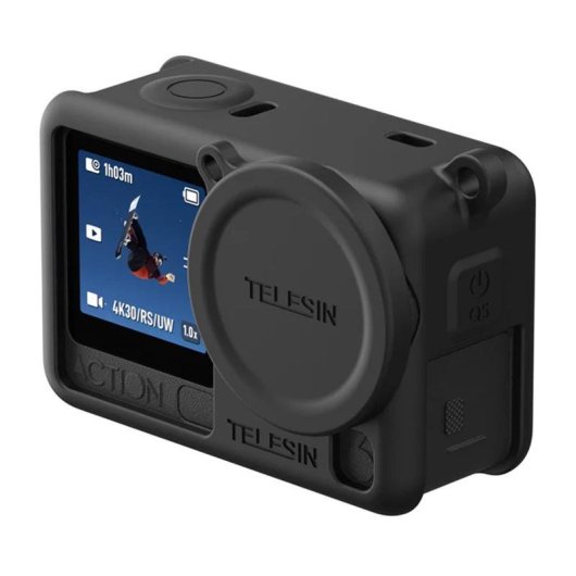 Funda de silicona protectora Telesin para DJI Osmo Action 6 Negro