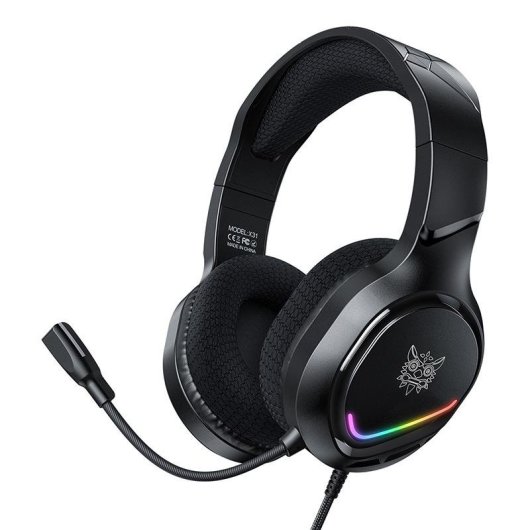 Cuffie ONIKUMA X31 cablate USB e jack 3,5 mm gaming RGB microfono flessibile grigio