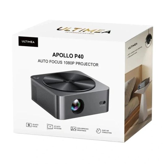 Projetor Ultimea Apollo P40 FullHD 700 Lumens 150" Lâmpada LCD WiFi 6 Bluetooth 5.0