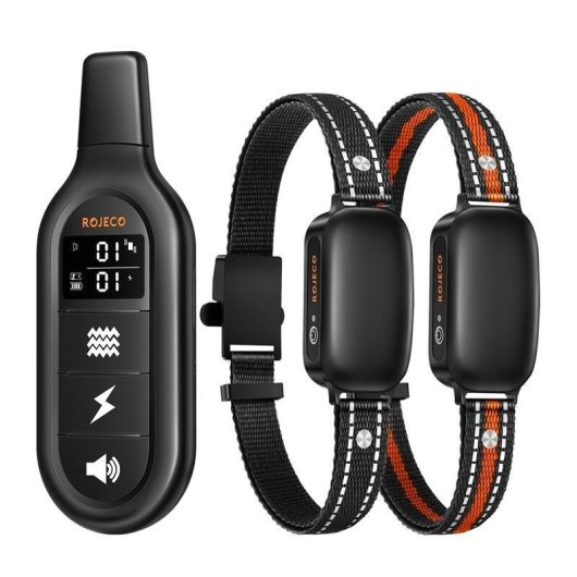 Collar de Entrenamiento para Perros Rojeco PD521 1000m con 2 Collares Negro