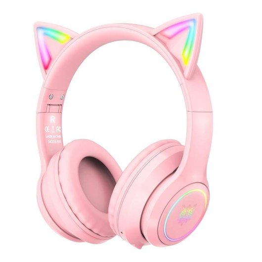 ONIKUMA B90 kabellose Bluetooth 5.0 Gaming Kopfhörer mit Mikrofon und RGB-Beleuchtung rosa