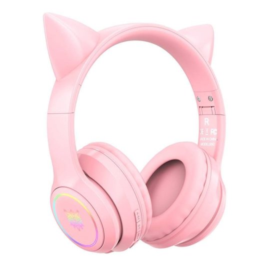 ONIKUMA B90 kabellose Bluetooth 5.0 Gaming Kopfhörer mit Mikrofon und RGB-Beleuchtung rosa