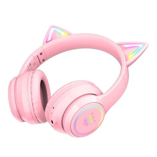 ONIKUMA B90 kabellose Bluetooth 5.0 Gaming Kopfhörer mit Mikrofon und RGB-Beleuchtung rosa