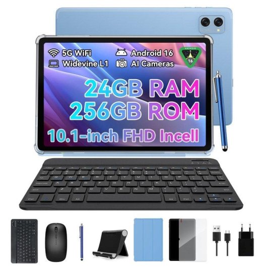 Tablet ExcitPower T20 WiFi 10,1" 8GB 256GB Blu con Teclado y Stylus Pen