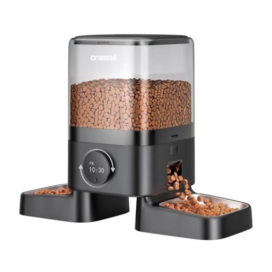 Dispensador de Comida Inteligente Oneisall PF09 5L Doble para 2 Mascotas