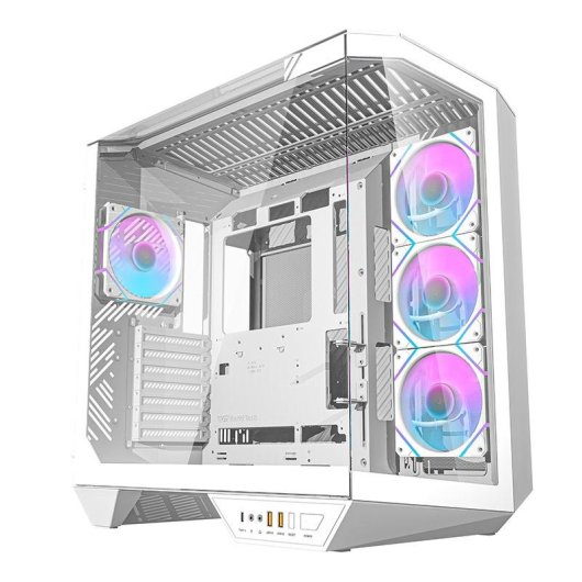 Boîtier PC Darkflash DY470 Blanche + 4 Ventilateurs + Support GPU