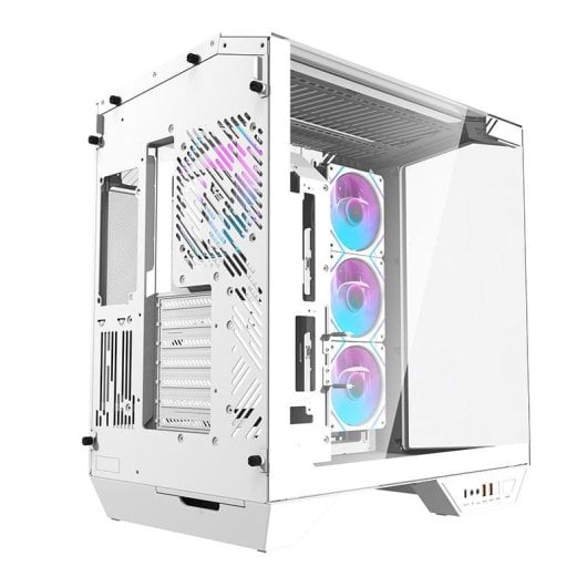 Boîtier PC Darkflash DY470 Blanche + 4 Ventilateurs + Support GPU