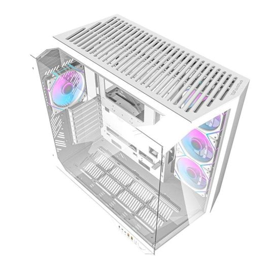 Boîtier PC Darkflash DY470 Blanche + 4 Ventilateurs + Support GPU