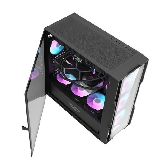 Caja PC Darkflash DK431 Vidrio Templado Negro + 4 Ventiladores RGB