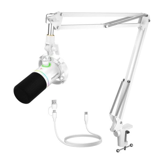 Microfone Maono PD200XS USB XLR cardioide com iluminação RGB e controlo tátil