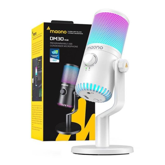 Micrófono Maono DM30RGB USB-C cardioide con iluminación RGB personalizable