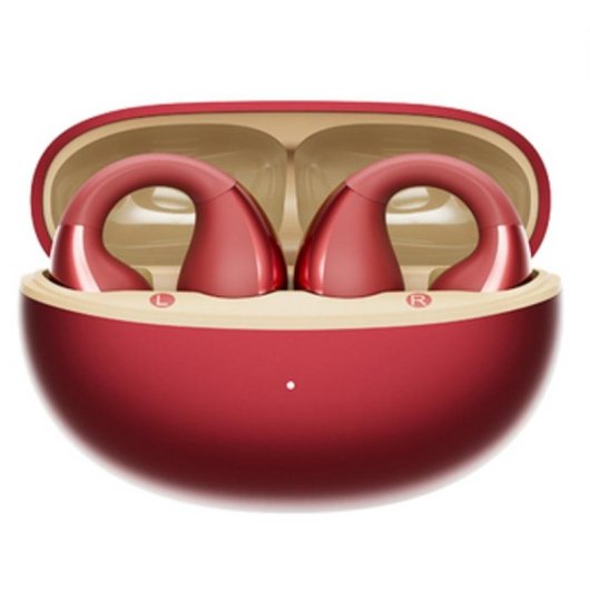 Auriculares QCY Crossky Clip C30S inalámbricos Bluetooth 6.0 con cancelación de ruido y protección IPX5 rojos