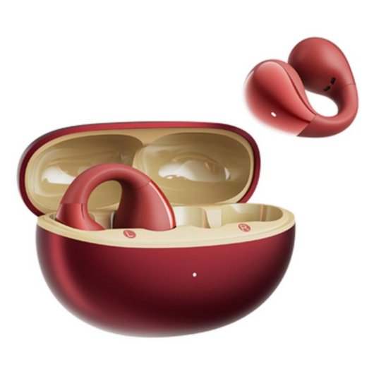 Auriculares QCY Crossky Clip C30S inalámbricos Bluetooth 6.0 con cancelación de ruido y protección IPX5 rojos