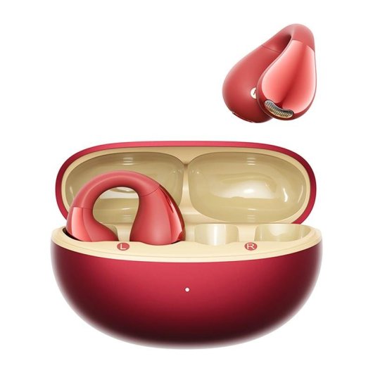 Auriculares QCY Crossky Clip C30S inalámbricos Bluetooth 6.0 con cancelación de ruido y protección IPX5 rojos