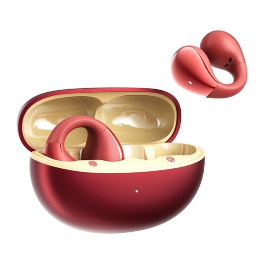 Auriculares QCY Crossky Clip C30S inalámbricos Bluetooth 6.0 con cancelación de ruido y protección IPX5 rojos