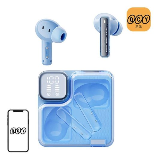 Auriculares QCY MeloBuds Neo T31 inalámbricos Bluetooth 5.3 con micrófono y carga rápida azul