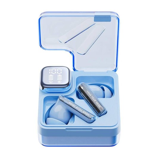 Auriculares QCY MeloBuds Neo T31 inalámbricos Bluetooth 5.3 con micrófono y carga rápida azul