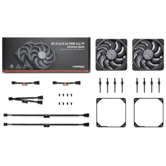 Refrigeración Aire Noctua 120mm NF-A12x25 G2 PWM Sx2-PP chromax.black doble pack