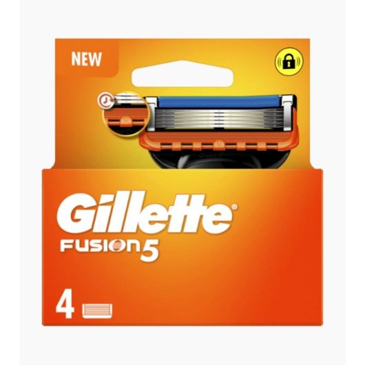 Hojillas de Afeitar Gillette Fusion5 4 Piezas Hombres Acero Inoxidable Naranja
