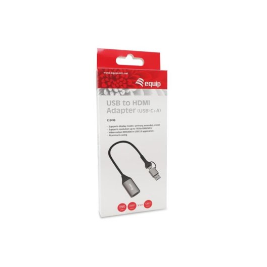Adaptateur graphique USB Equip 133498 HDMI 1080p USB-A et USB-C