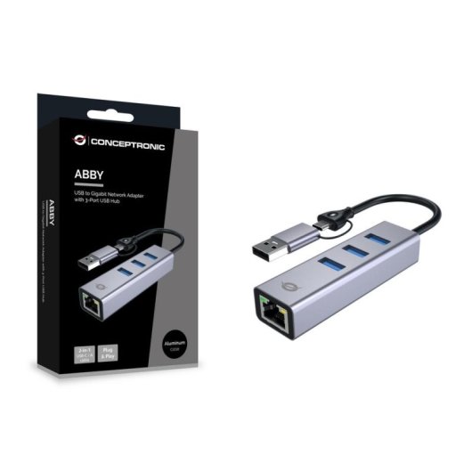 USB-C Gigabit Netzwerkadapter Conceptronic ABBY25G Grau