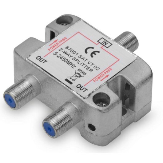 Divisor de señal para cable coaxial Digitus 2 vías F 5-2400 MHz metálico