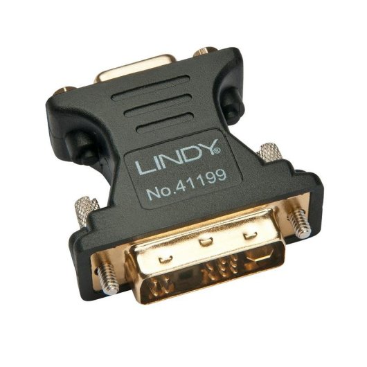Adaptador de Video Lindy VGA a DVI-I Negro y Oro