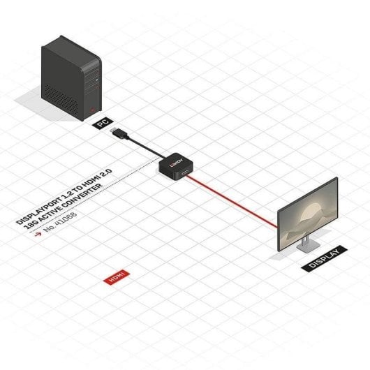 Aktiver Adapter Lindy DisplayPort auf HDMI 4K 60 Hz - 1,5 m